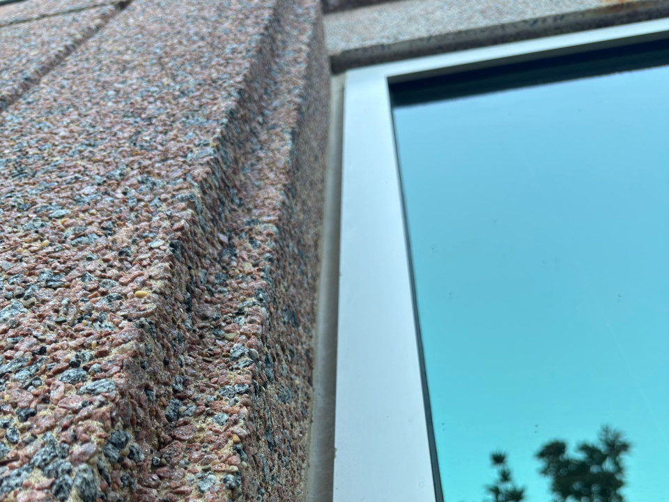 Close up of waterproofed window